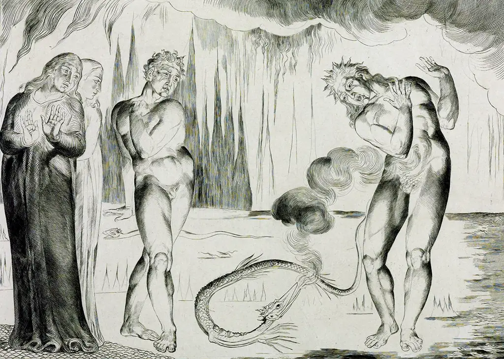 The Serpent Attacking Buoso Donati in Detail William Blake